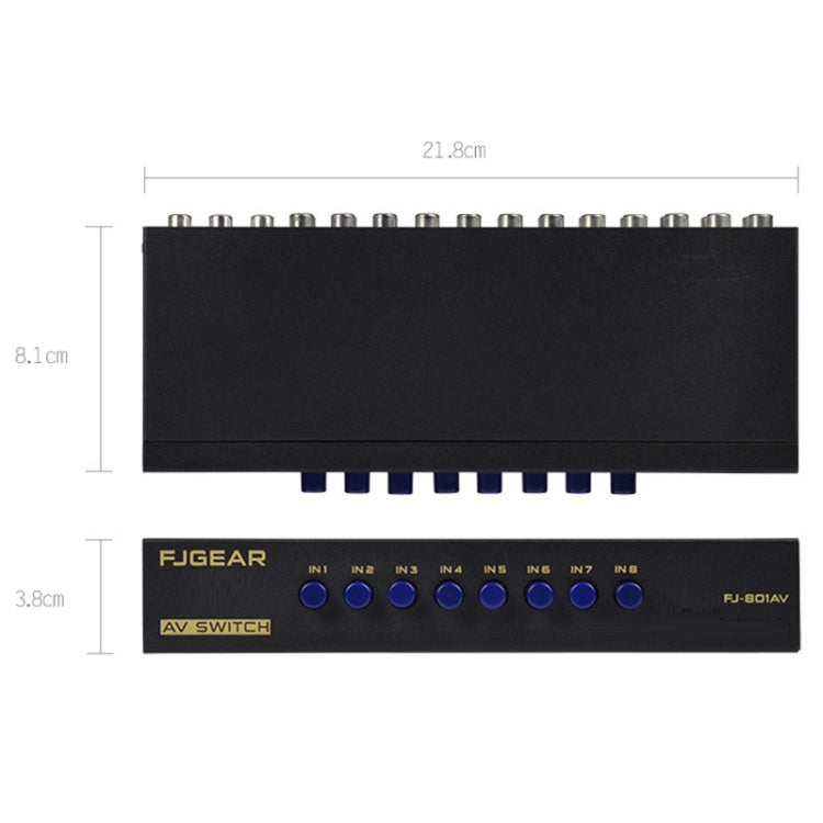 FJGEAR FJ-801AV Audio Video Switcher 8 In 1 Out CVBS Switcher - Switch by FJGEAR | Online Shopping UK | buy2fix