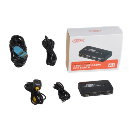 FJGEAR FJ-TYH201 Type-C / HDMI KVM Switch With Desktop Controller - Switch by FJGEAR | Online Shopping UK | buy2fix