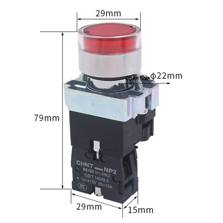 CHINT NP2-BW3365/24V 1 NO+1 NC Pushbutton Switches With LED Light Silver Alloy Contact Push Button - Car Switches by CHINT | Online Shopping UK | buy2fix