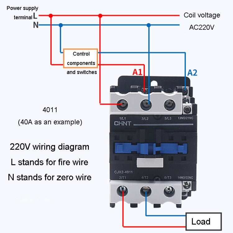 CHNT CJX2-1210 12A 220V Silver Alloy Contacts Multi-Purpose Single-Phase AC Contactor - Relays by CHNT | Online Shopping UK | buy2fix