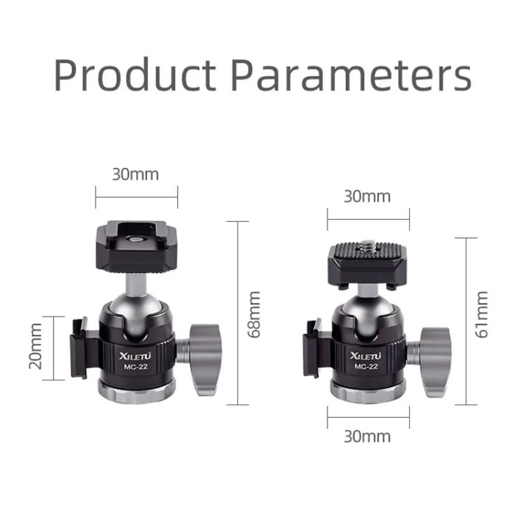 XILETU  MC-22 Mini Tripod Ball Head Double Cold Shoe Design With 1/4 Inch Screw - Tripod Heads by XILETU | Online Shopping UK | buy2fix