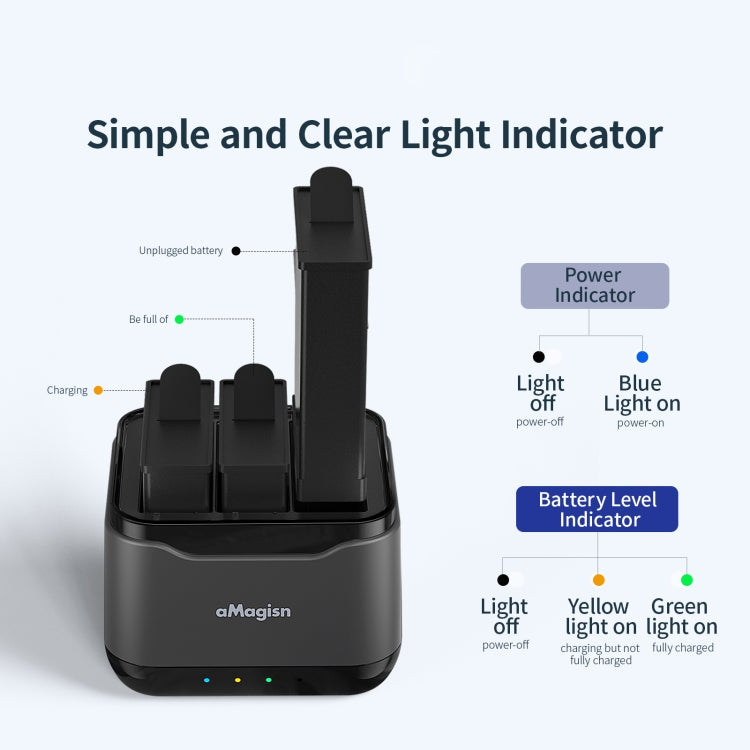 For DJI Osmo Action 4 / 3 AMagisn Battery Charger Seat - Cable & Charger by aMagisn | Online Shopping UK | buy2fix