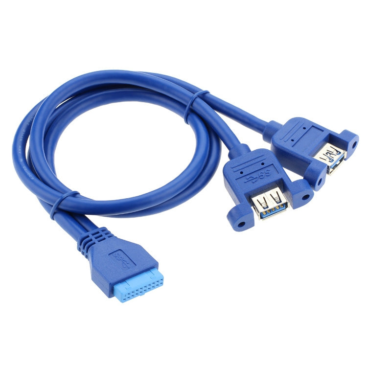 50CM USB3.0 Data Cable Motherboard 20p To Dual Usb3.0 Baffle Line With Ear - USB 3.0 by buy2fix | Online Shopping UK | buy2fix