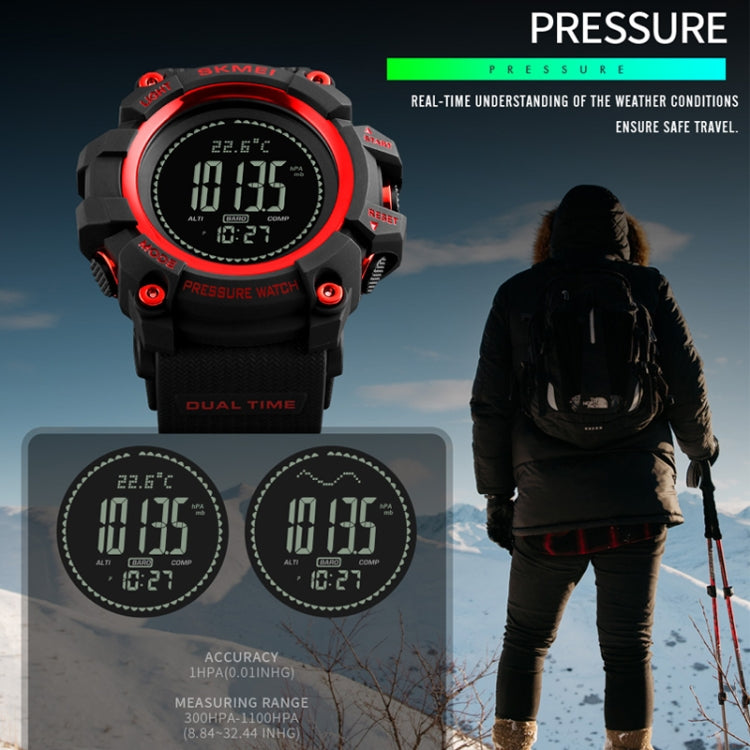 SKMEI 1358 Multifunctional Men Outdoor Sports 30m Waterproof Digital Watch with Compass / Barometer / Altimeter/ Pedometer Function(Black) - Sport Watches by SKMEI | Online Shopping UK | buy2fix