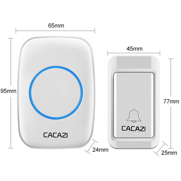 CACAZI A10G One Button Three Receivers Self-Powered Wireless Home Cordless Bell, UK Plug(White) - Security by CACAZI | Online Shopping UK | buy2fix