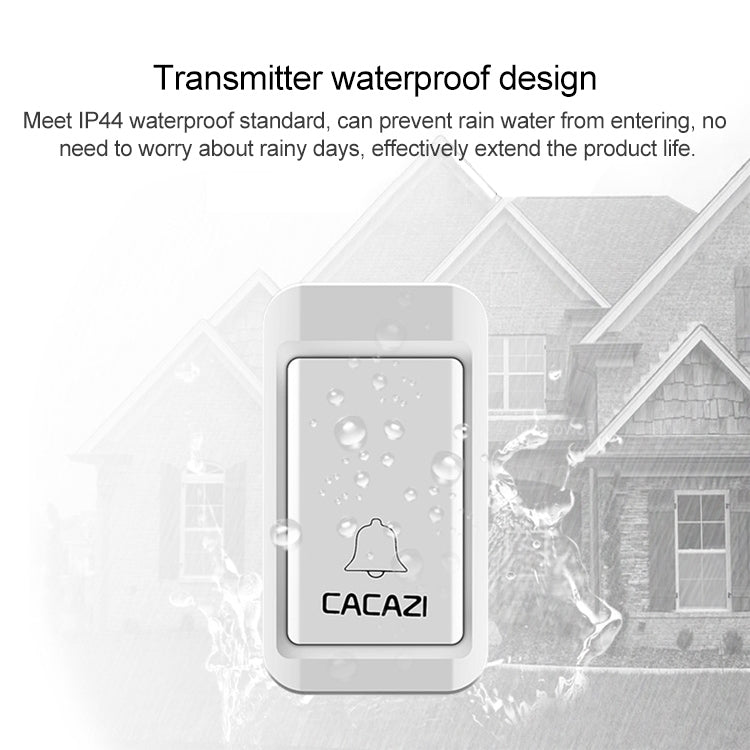 CACAZI V027G One Button One Receivers Self-Powered Wireless Home Kinetic Electronic Doorbell, UK Plug - Security by CACAZI | Online Shopping UK | buy2fix