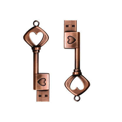 MicroDrive 32GB USB 2.0 Copper Love Key U Disk - USB Flash Drives by MicroDrive | Online Shopping UK | buy2fix