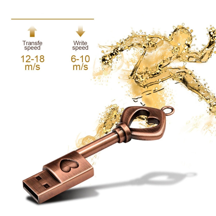 MicroDrive 32GB USB 2.0 Copper Love Key U Disk - USB Flash Drives by MicroDrive | Online Shopping UK | buy2fix