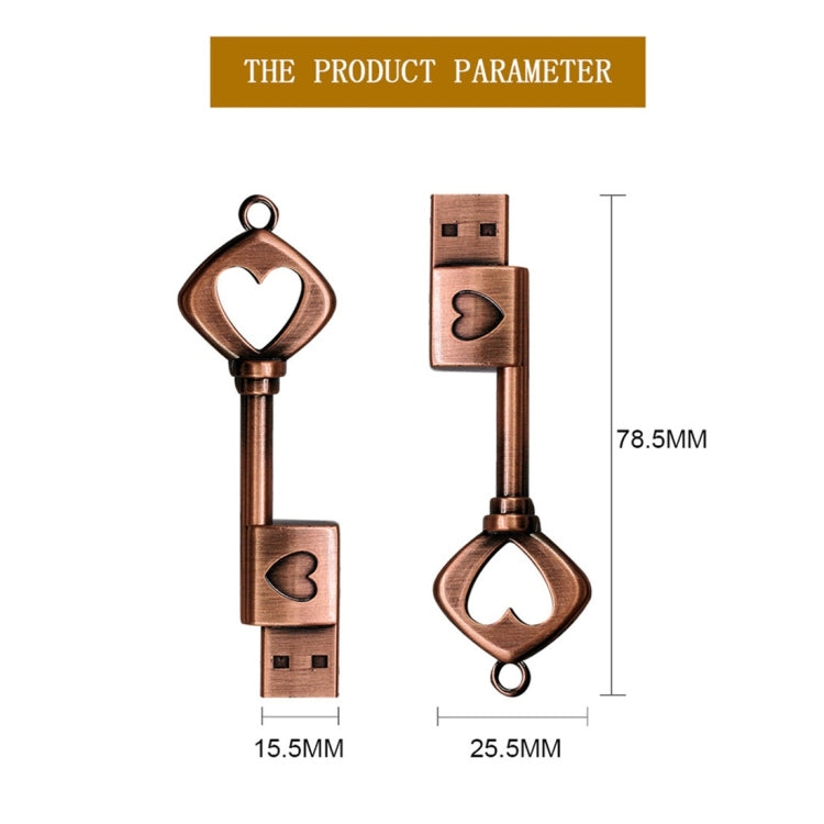 MicroDrive 32GB USB 2.0 Copper Love Key U Disk - USB Flash Drives by MicroDrive | Online Shopping UK | buy2fix