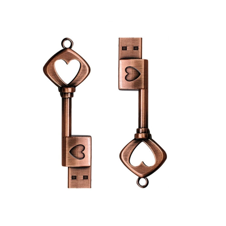 MicroDrive 128GB USB 2.0 Copper Love Key U Disk - USB Flash Drives by MicroDrive | Online Shopping UK | buy2fix