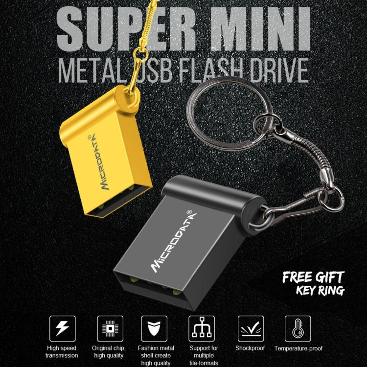 MiCRODATA 16GB USB 2.0 Computer and Car Two-use Mini U Disk (Gold) - USB Flash Drives by MiCRODATA | Online Shopping UK | buy2fix