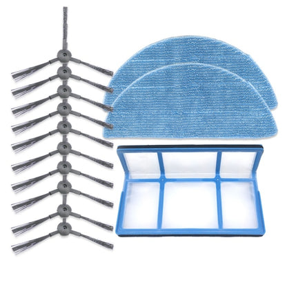 XI247 5 Pairs K614 Side Brushes + 2 PCS I201 Rags + I204V Filter Cotton Filter Set for ILIFE V3S Pro / V3S V5S Pro / V50 / V5S - For ILIFE Accessories by buy2fix | Online Shopping UK | buy2fix